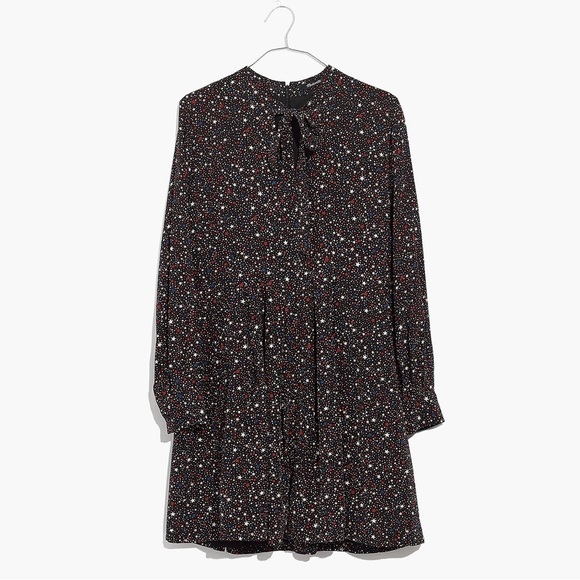 Madewell Balsam Tie-Neck Dress in Starry Night size 2 silk - Picture 5 of 16